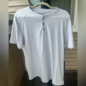 Kenneth Cole White Casual Button Down Henley Shirt With UPF +50 NWT